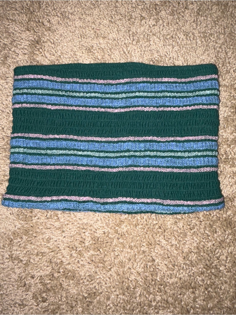 American Eagle Outfitters Green Striped Smocked Tube Top